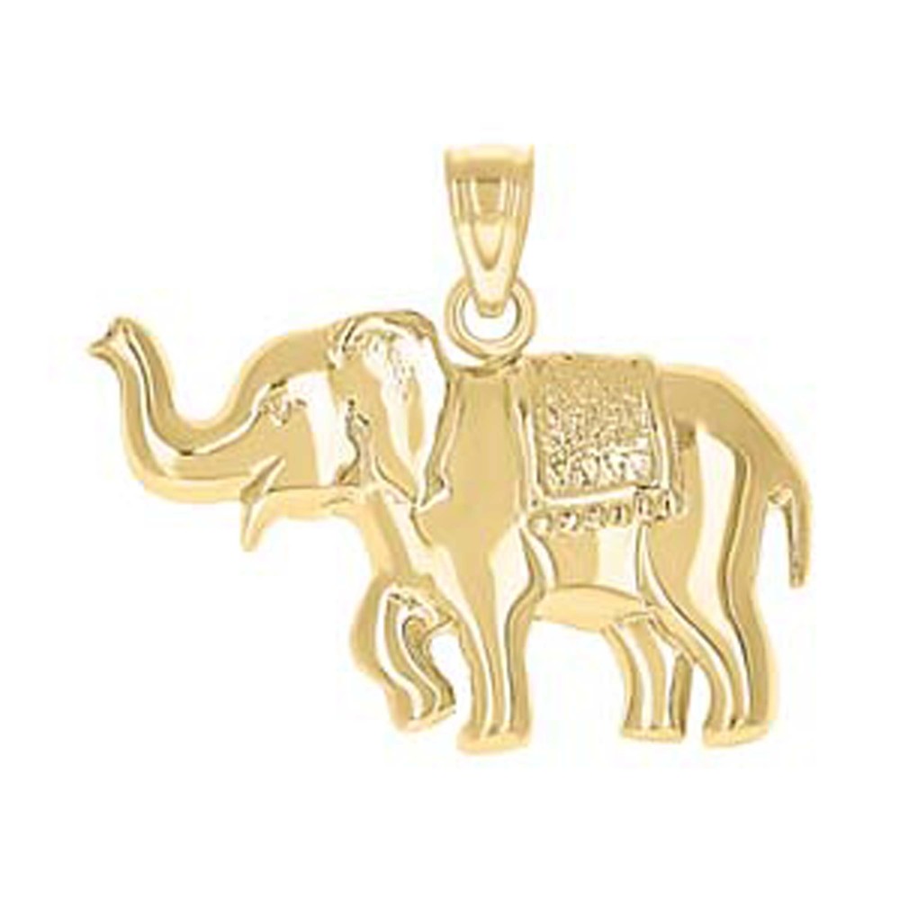 10kt 10k Yellow Gold Mens Elephant Animal Charm Pendant